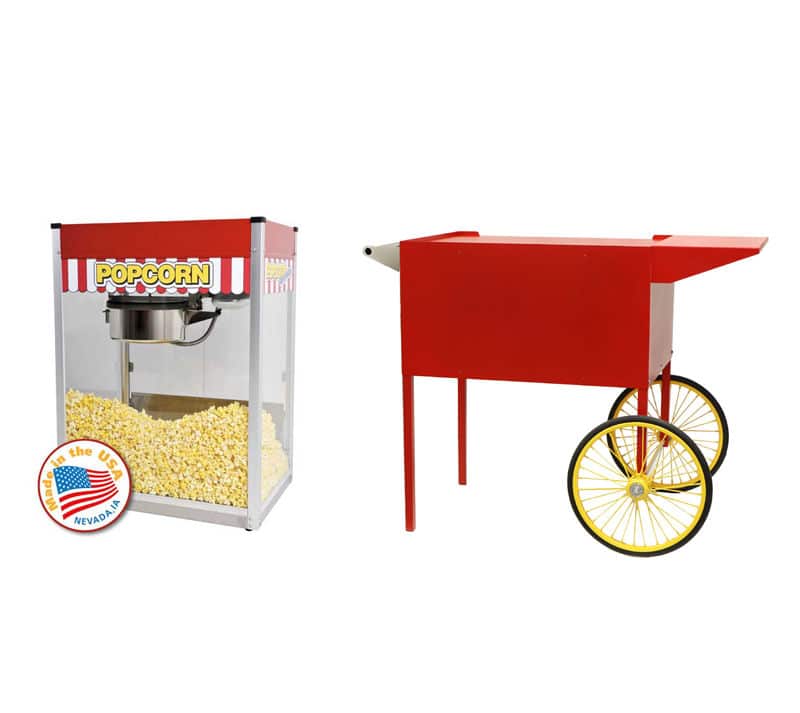 Classic Pop 16 Ounce Popcorn Machine With Large Cart Combo