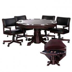 Level Best 54 Inch 3 in 1 Game Table Set With 4 Tilt-Swivel Chairs | moneymachines.com
