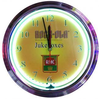 Rock-Ola Jukebox Shield Neon Wall Clock | moneymachines.com