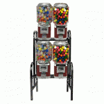 4 Unit Classic Gumball Vending Machines On Rack Stand