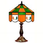 Miami Hurricanes Stained Glass Table Lamp