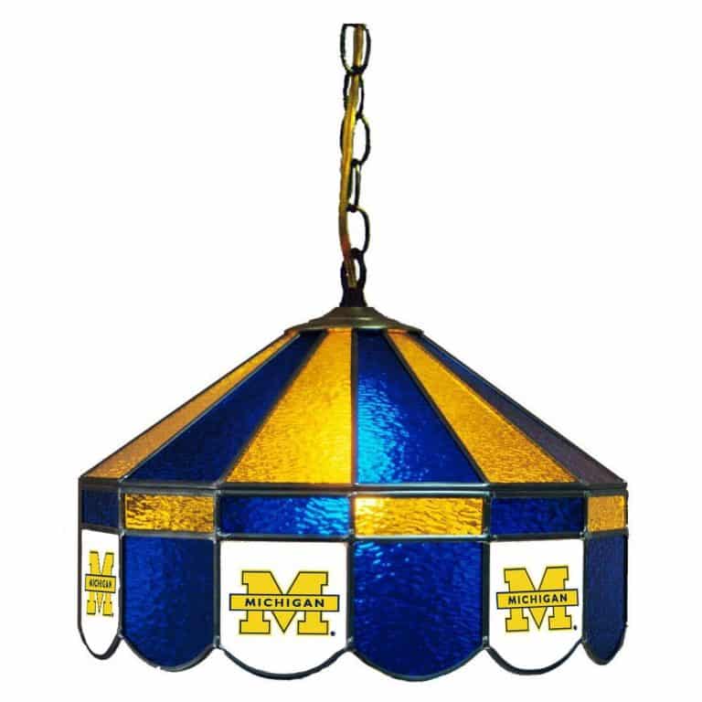 Michigan Wolverines Stained Glass Swag Hanging Lamp | moneymachines.com