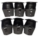 Modern Black Leather Drop Pocket Set - Set of 6