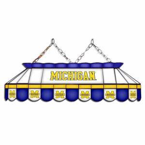 Michigan Wolverines MVP 40" Tiffany Stained Glass Pool Table Lamp | moneymachines.com