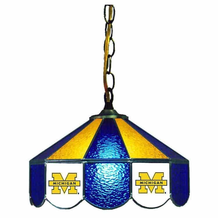 Michigan Wolverines Stained Glass Swag Hanging Lamp | moneymachines.com