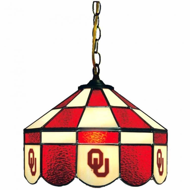 Oklahoma Sooners Stained Glass Swag Hanging Lamp | moneymachines.com