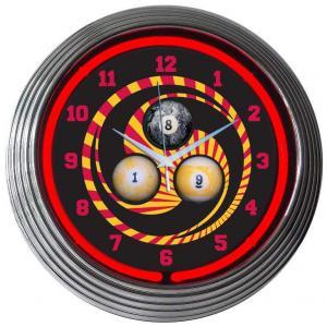 Billiard 1, 8 and 9 Ball Neon Wall Clock | moneymachines.com