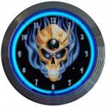 Billiard Skull Neon Wall Clock