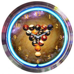 Billiards Space Balls Neon Wall Clock | moneymachines.com