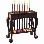 Carved Leg Cue Rack With Drawer | Floor 8 Cue Stand