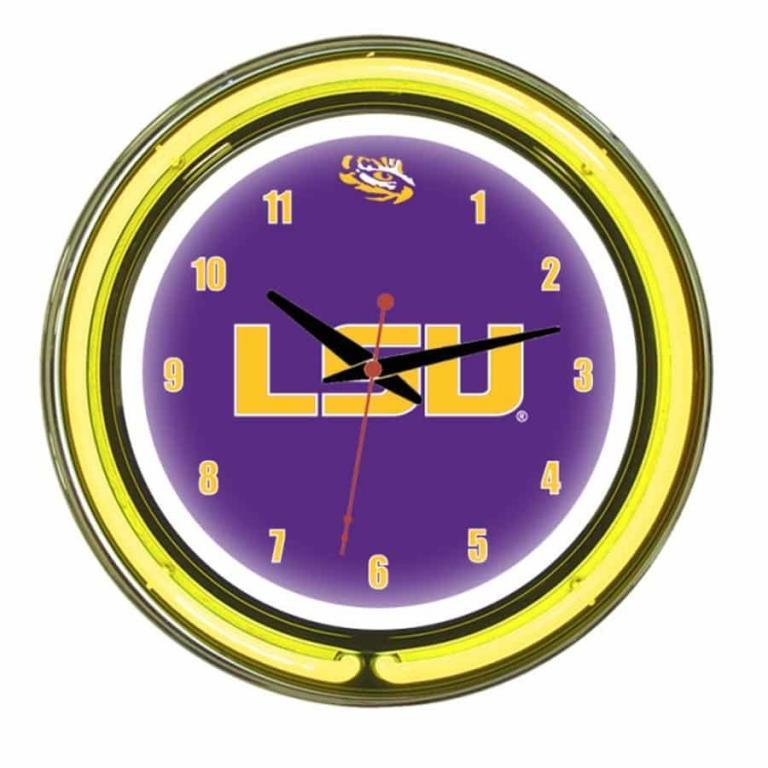 LSU Tigers Neon Wall Clock | Moneymachines.com