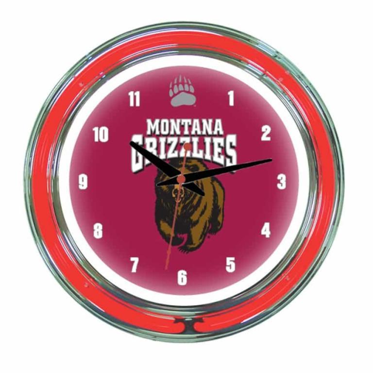 Montana Grizzlies Neon Wall Clock | Moneymachines.com