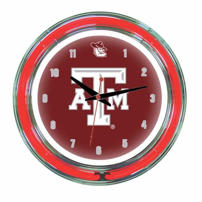 Texas A&M Aggies Neon Wall Clock | Moneymachines.com