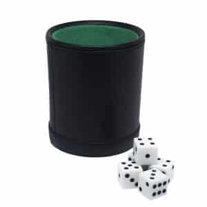 Leatherette Dice Cup With Five Dice by Fat Cat - 55-0100 | moneymachines.com