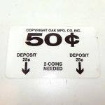Oak 50 Cent Pricing Stickers For Inside Glass of Bulk Vending Machines