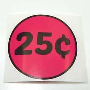 25 Cent Pricing Sticker | moneymachines.com