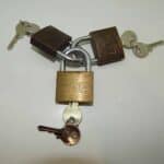 Set of 3 Used LSDA Brass Pad Locks Keyed Alike