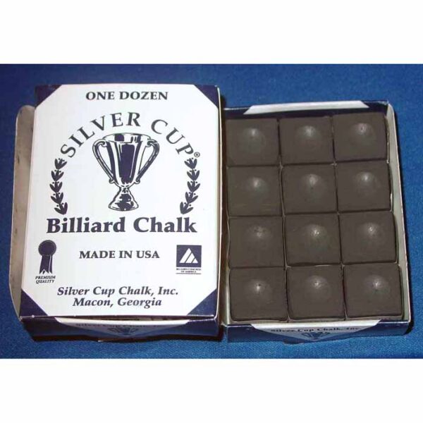 Black Silver Cup Billiard Cue Chalk - Box of 12 | moneymachines.com