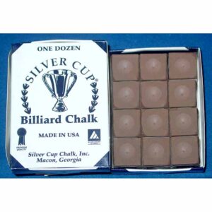 Brown Silver Cup Billiard Cue Chalk - Box of 12 | moneymachines.com