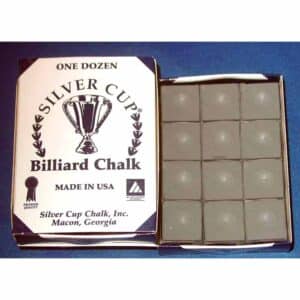 Charcoal Silver Cup Billiard Cue Chalk - Box of 12 | moneymachines.com