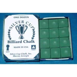 Green Silver Cup Billiard Cue Chalk - Box of 12 | moneymachines.com