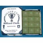 Silver Cup Billiard Cue Chalk Olive Green - Box of 12