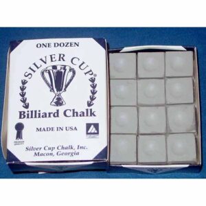 Pewter Silver Cup Billiard Cue Chalk - Box of 12 | moneymachines.com