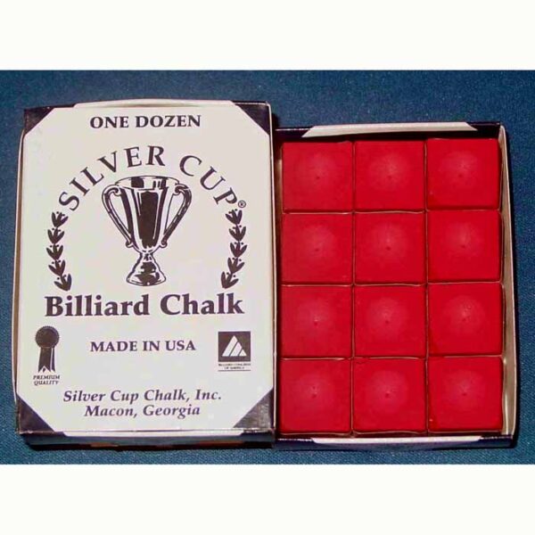 Red Silver Cup Billiard Cue Chalk - Box of 12 | moneymachines.com