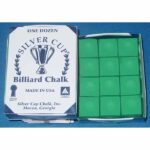 Silver Cup Billiard Cue Chalk Tournament Green - Box of 12