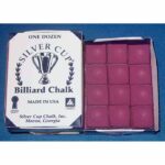 Silver Cup Billiard Cue Chalk Wine  - Box of 12