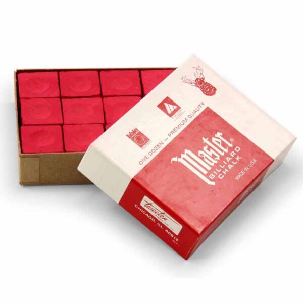 Red Master Billiard Cue Chalk - Box of 12 | moneymachines.com