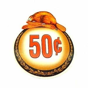Beaver 50 Cent Price Sticker For Inside Glass of Gumball Machine | moneymachines.com
