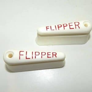 Round Top Pinball Flipper Caps - Red Lettering With Screw Hole | A5094-5WR | moneymachines.com